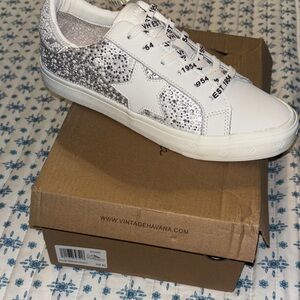 Vintage Havana Women's White and Glitter Sneakers
